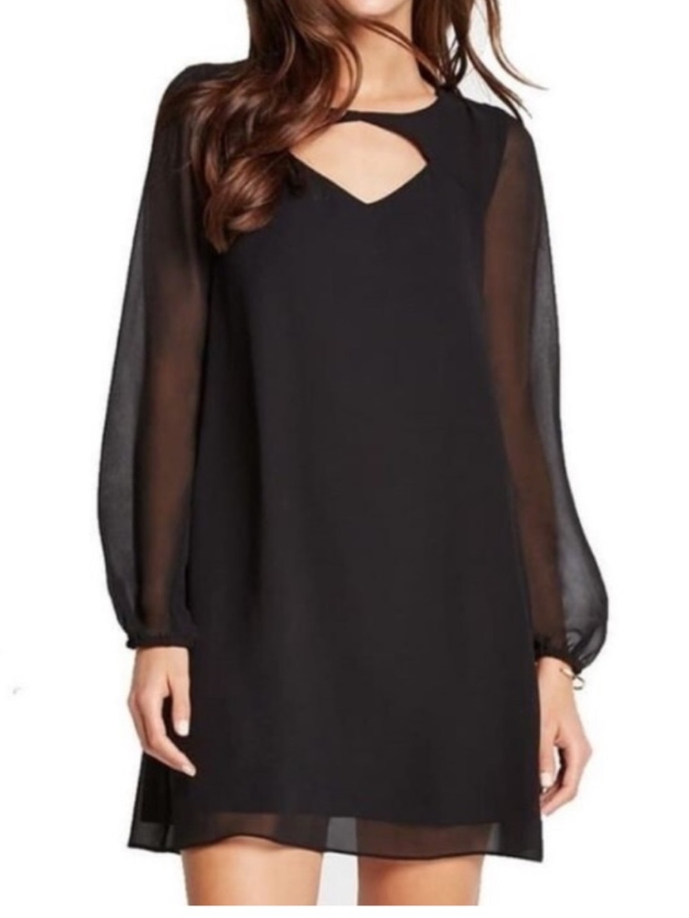 BCBGeneration Black Cutout Sheer Long Sleeve Mini Dress NWT Size M
